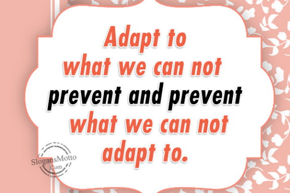 Adapt to what we can not prevent and prevent what we can not adapt to.