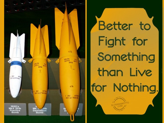 Better to fight for something than live for nothing.