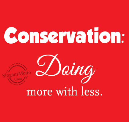 Conservation: Doing more with less.