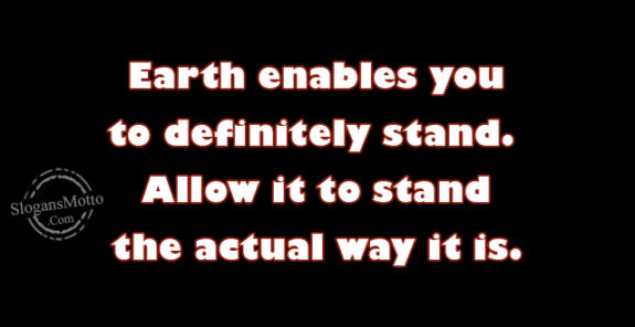 Earth enables you to definitely stand. Allow it to stand the actual way it is.