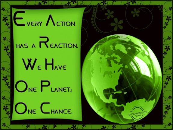 Every action has a reaction. We have one planet; one chance