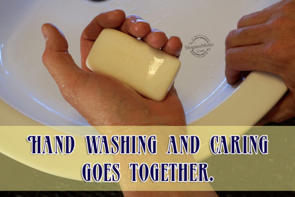 Hand washing and caring goes together.