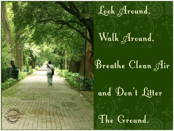 Look around, walk around, breathe clean air and don’t litter the ground