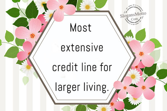 Most extensive credit line for larger living.