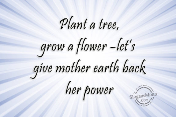 Plant a tree, grow a flower – let’s give mother earth to give them back her power.