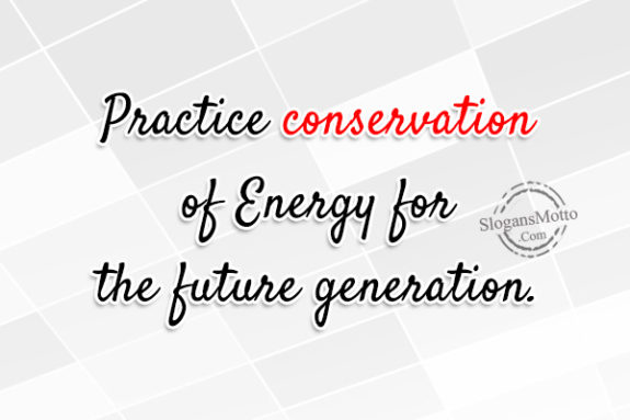 Practice conservation of Energy for the future generation.