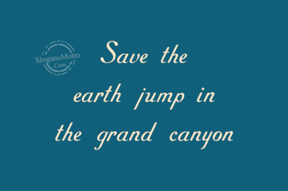 Save the earth jump in the grand canyon