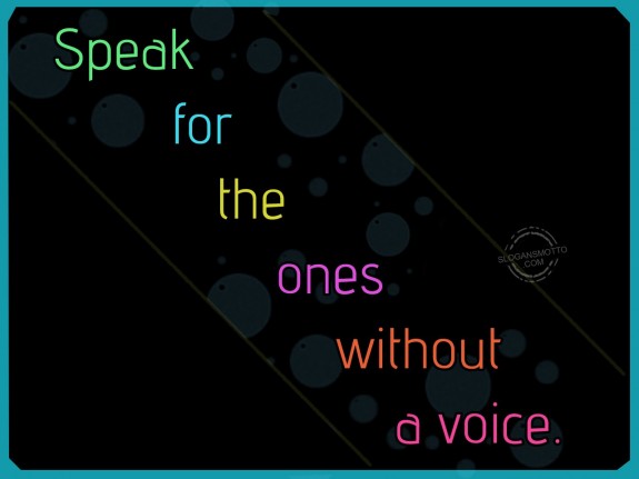 Speak for the ones without a voice.