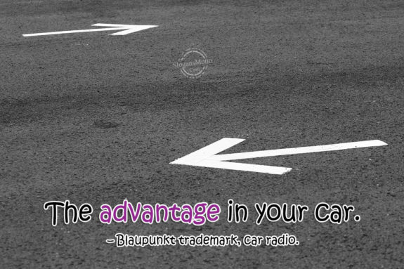 The advantage in your car. – Blaupunkt trademark, car radio.