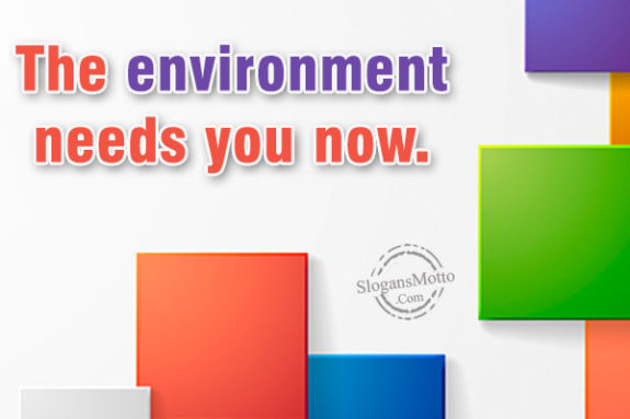 The environment needs you now.