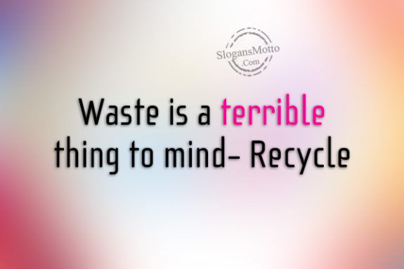 Waste is a terrible thing to mind- Recycle