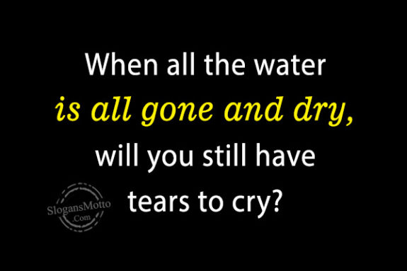 When all the water is all gone and dry, will you still have tears to cry?